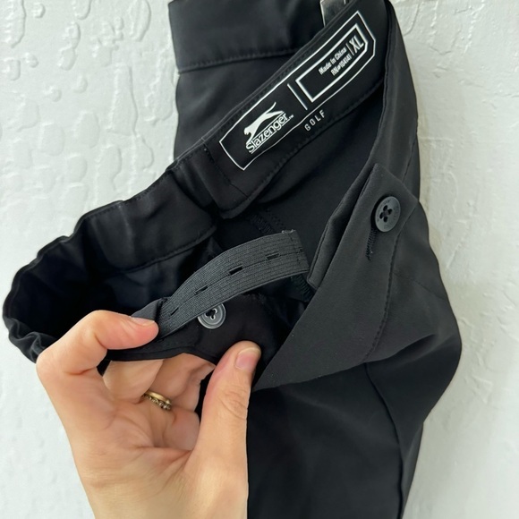 Slazenger Shorts XL Black Front Back Seamed Golf Stretch Casual Adjust Waist - Picture 9 of 10